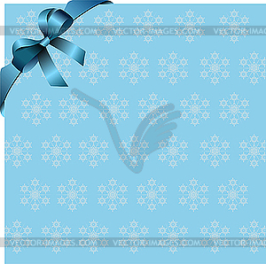 Snowflakes blue background with blue bow - vector image