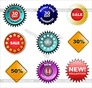 Set of badges and price tags, sale tags - vector image