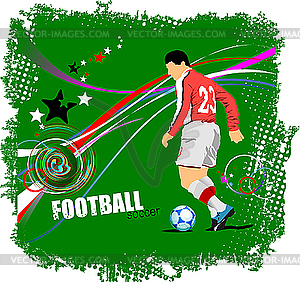 Poster with soccer player - vector clip art