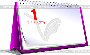 Desk calendar. 1 january. New Year - vector clipart