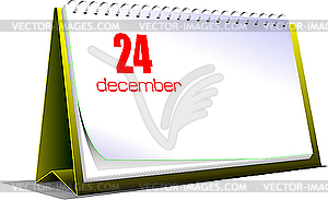 Desk calendar. 24 december. Christmas - vector image