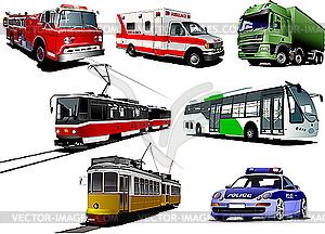 Set of municipal transports - vector clip art