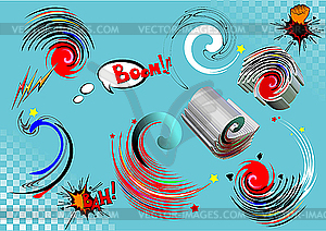 Set of comic elements - vector image