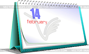 Desk calendar. 14 february. Valentine`s Day - vector clip art