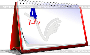 Desk calendar. US Independence Day. 4th July  - vector clipart / vector image