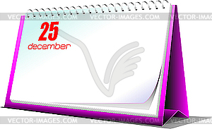 Desk calendar. 25 december. Christmas - vector image