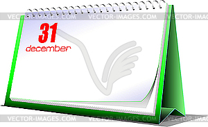 Desk calendar. 31 december. New Year night - vector image