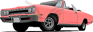 Old pink car - vector clipart