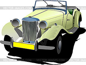 Old vintage yellow cabriolet - vector image