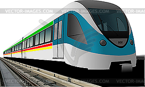 Blue modern fast train - royalty-free vector clipart