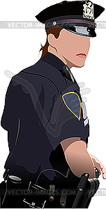 Police woman looking forward - royalty-free vector clipart