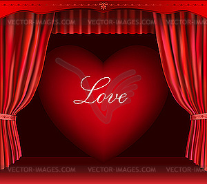 Heart and curtain - stock vector clipart