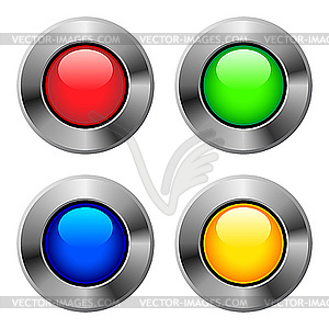 Metallic round buttons - vector image