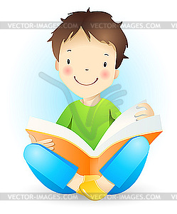 Boy reading book - vector image