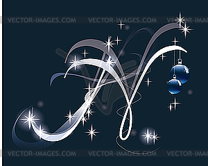 Christmas letter N - vector clipart