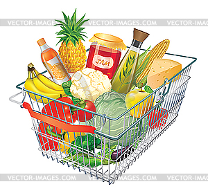 shopping cart with food clipart