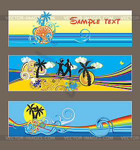 Three tropical cards - vector image