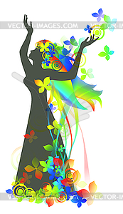 Woman with flowers for design - vector image