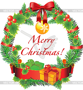 Christmas wreath decoration - vector clipart