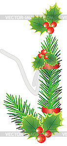 Рождественская буквица J из еловых веток - клипарт в формате EPS