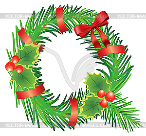 Christmas letter Q made of fir branches - vector clipart