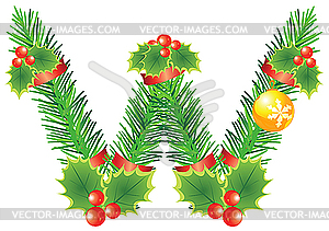 Christmas letter A made of fir branches - vector image