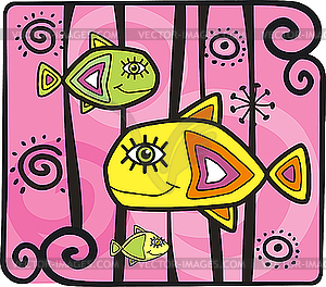 Decorative fishes - vector image