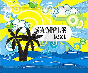 Tropic sea and palm trees - vector EPS clipart