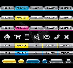 Web site buttons - color vector clipart