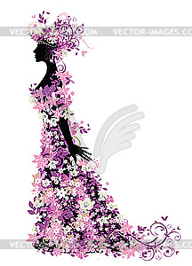 Woman of flowers - vector clip art