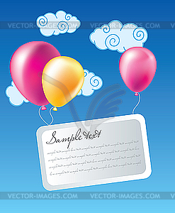 Air balloons with card - vector clip art