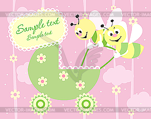Baby arrival announcement card - vector image