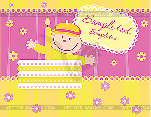 Baby birthday announcement card - vector image