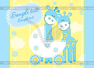 Baby arrival announcement card - vector clipart