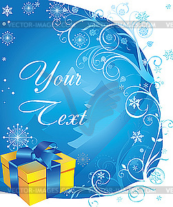 Christmas card with gift box - vector clipart