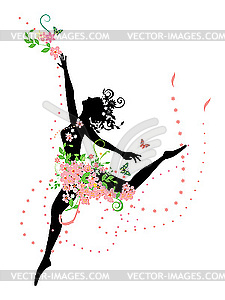 Silhouette of dancing woman - vector clip art