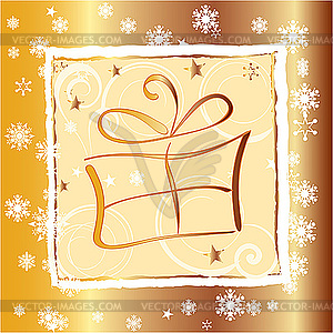 Рождественская открытка с подарочной коробкой - векторный клипарт Royalty-Free