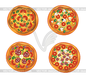 Four pizzas for design - vector EPS clipart