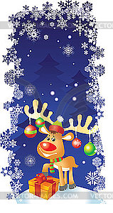 Christmas card with deer - vector clipart