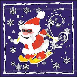 Рождественская открытка с Дедом Морозом - клипарт в формате EPS