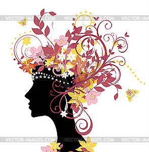 Woman with flowers - vector clip art