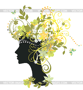 Woman with flowers - vector clipart