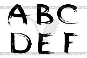 Set of painted letters ABCDEF - vector clip art