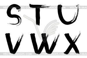 Set of painted letters STUVWX - vector clipart