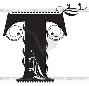 Initial letter T - vector clipart