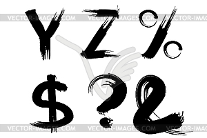 Set of painted letters YZ - vector image