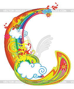 Rainbow letter C - vector clipart