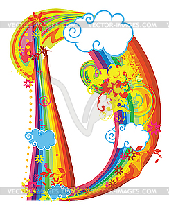 Rainbow letter D - vector image