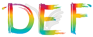 Set of rainbow letters DEF - vector EPS clipart