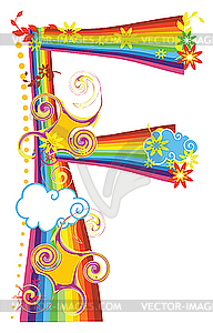 Rainbow letter F - vector image